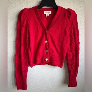 Jessica Simpson Red Cropped Cardigan Small